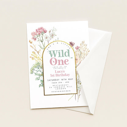 The image is a birthday invitation for a girl named Lucy's 1st birthday.