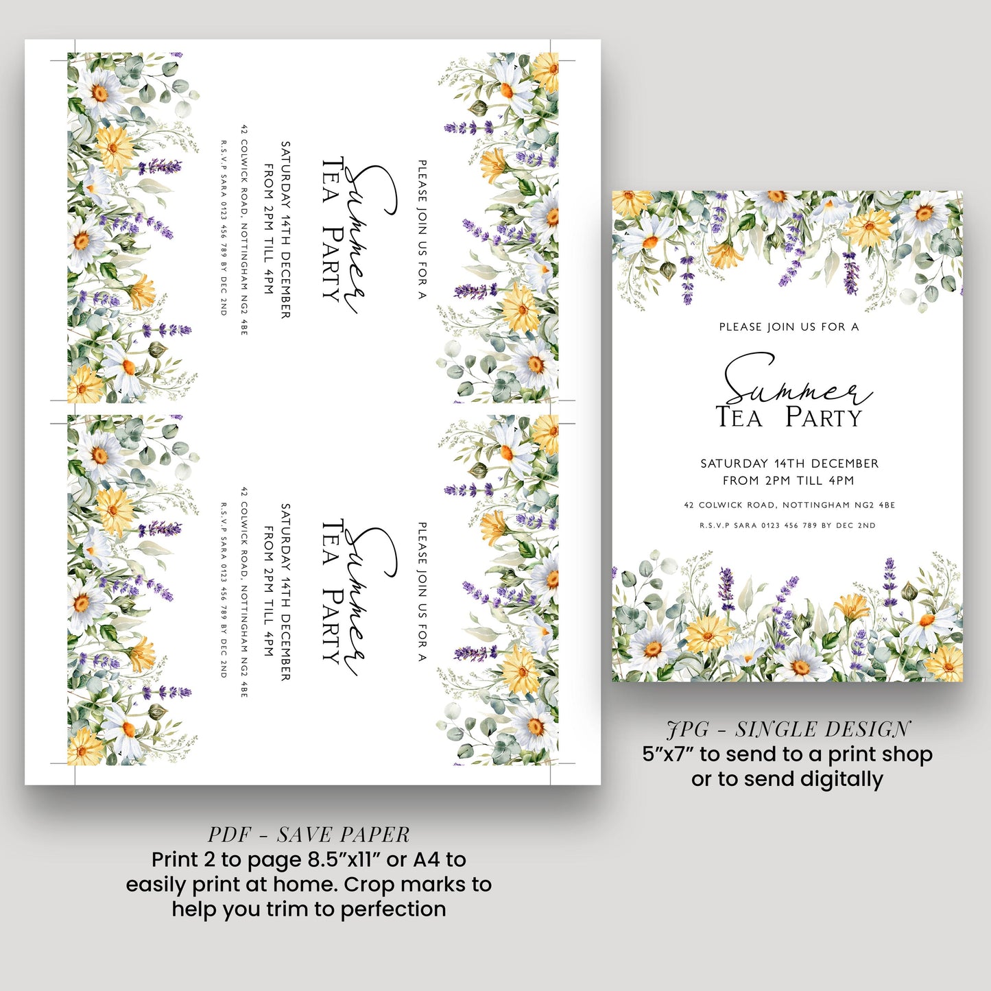 Summer Tea Party Invitation Wildflower Tea Party Invitation Tea Party Invitation Template Spring Floral Party Flyer Instant Download Corjl