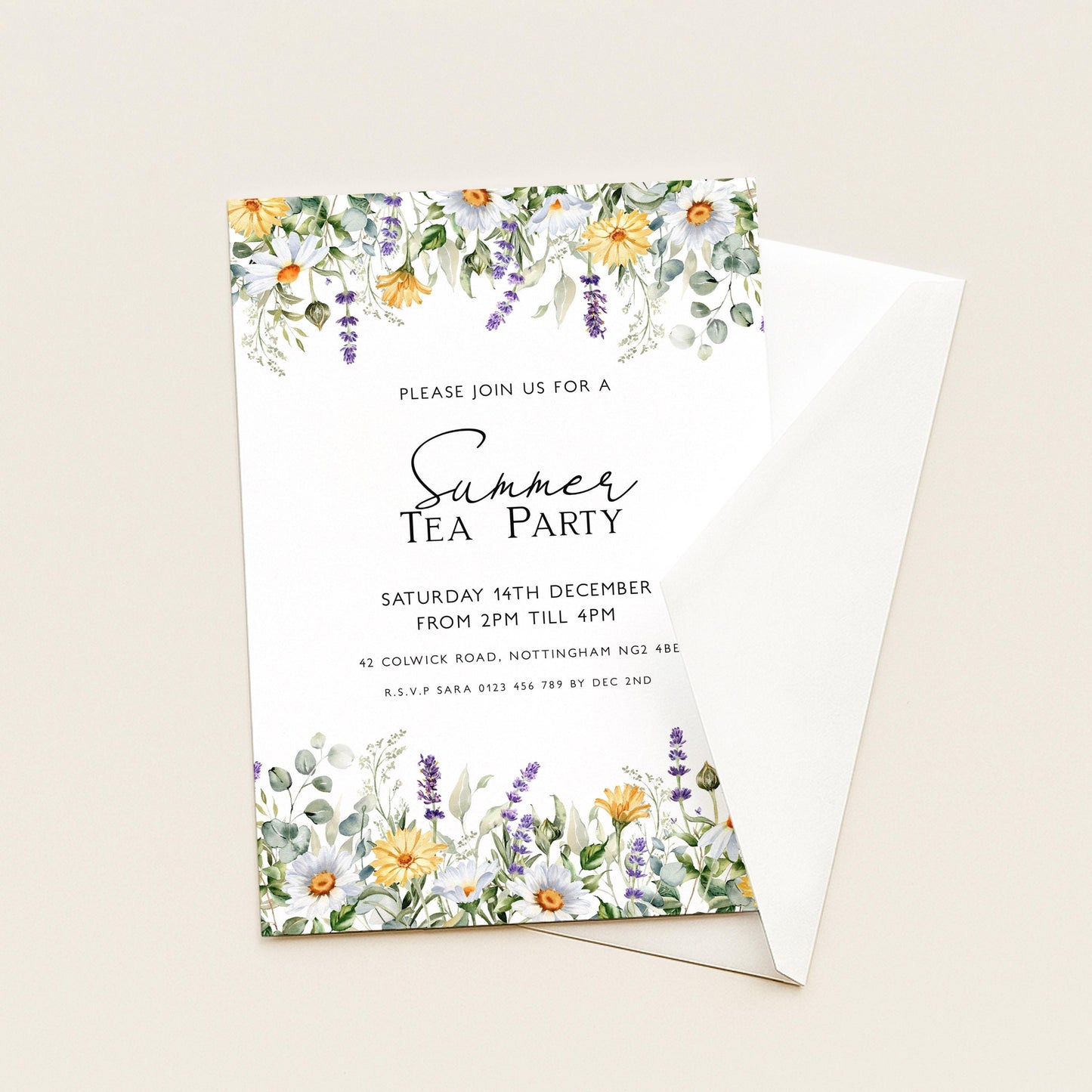 Summer Tea Party Invitation Wildflower Tea Party Invitation Tea Party Invitation Template Spring Floral Party Flyer Instant Download Corjl