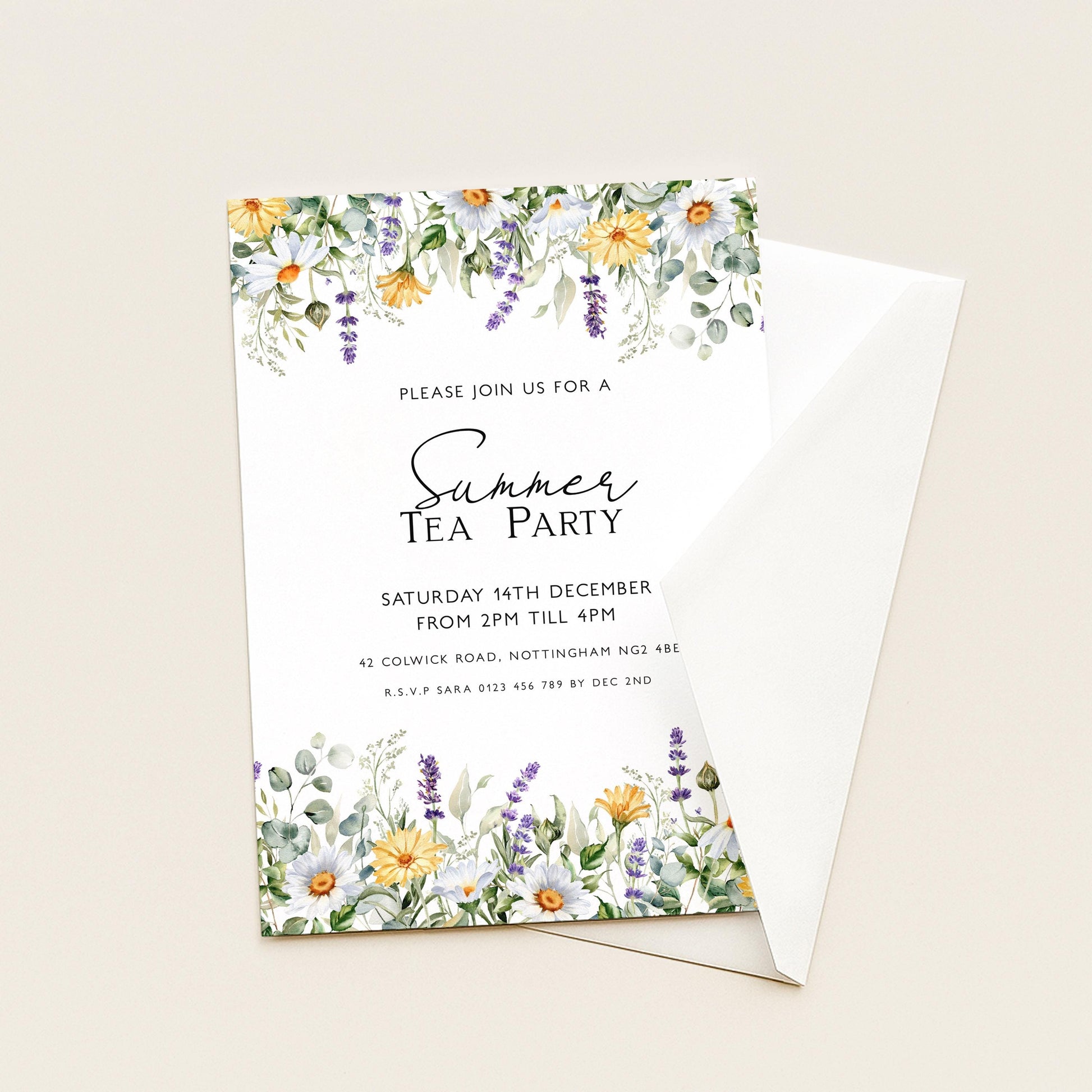 Summer Tea Party Invitation Wildflower Tea Party Invitation Tea Party Invitation Template Spring Floral Party Flyer Instant Download Corjl