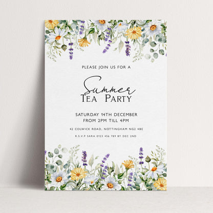 Summer Tea Party Invitation Wildflower Tea Party Invitation Tea Party Invitation Template Spring Floral Party Flyer Instant Download Corjl