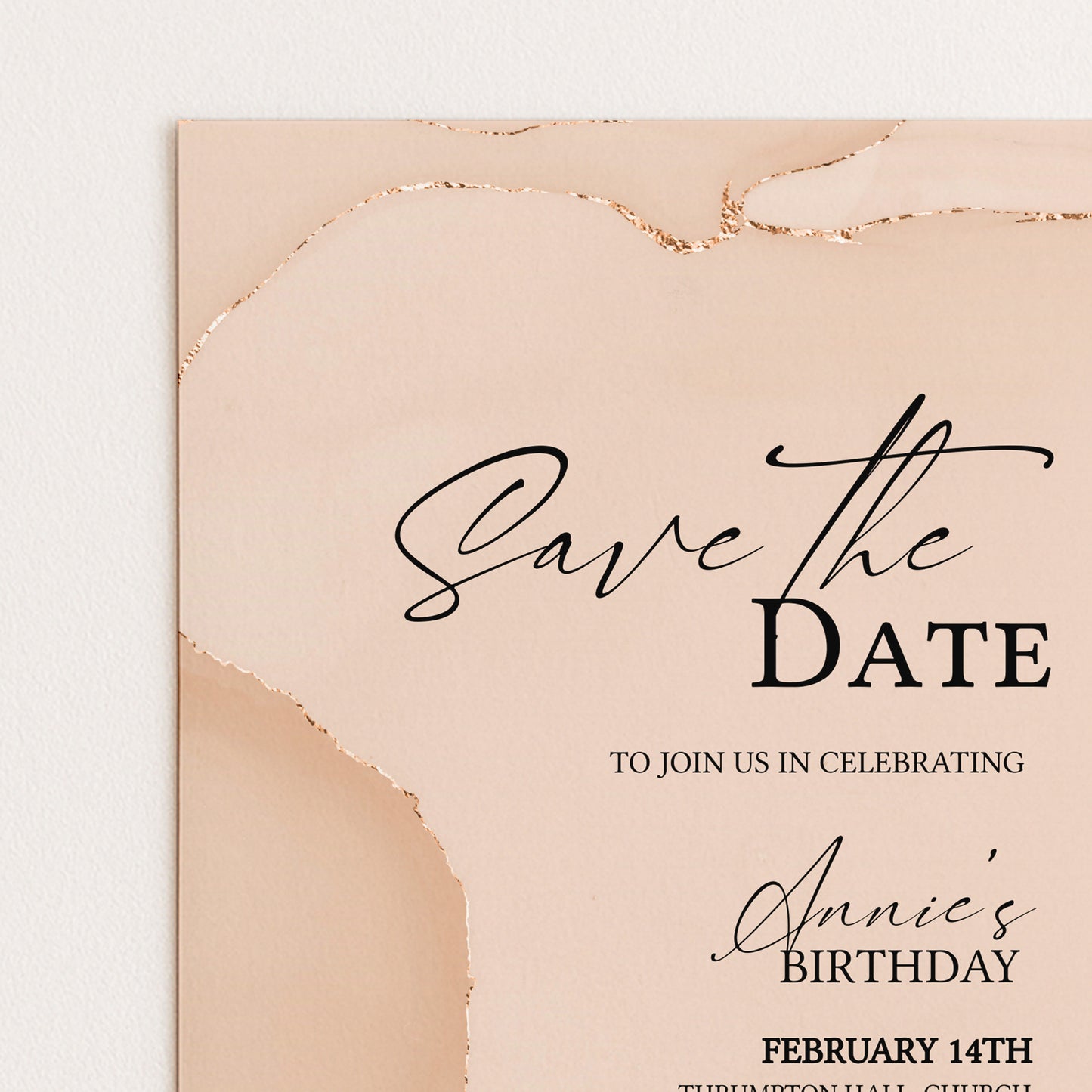 Blush Agate Birthday Save the Date | Editable Digital Download Template | Printable Any Age Invite