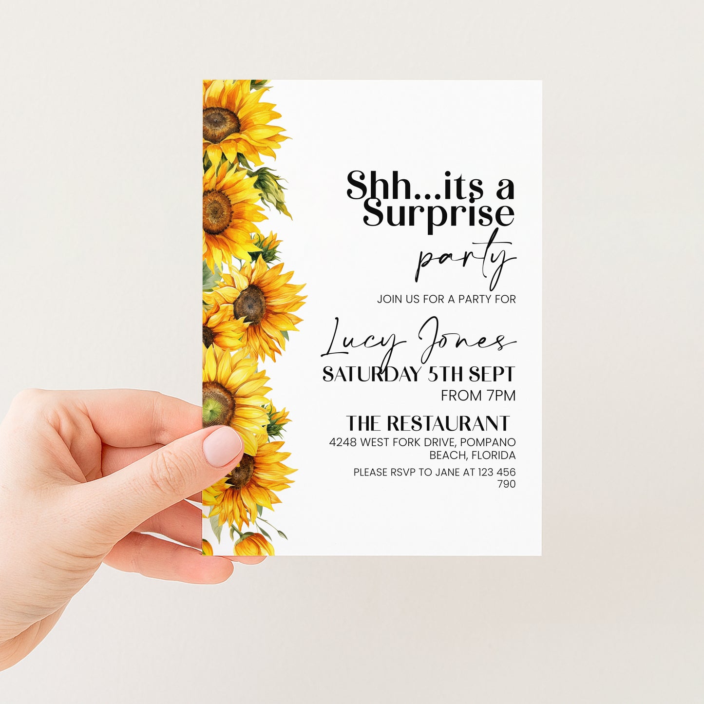 Sunflower Surprise Party Invitation | Editable Digital Download Template | Printable Birthday Surprise Invite
