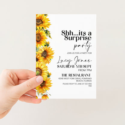Sunflower Surprise Party Invitation | Editable Digital Download Template | Printable Birthday Surprise Invite