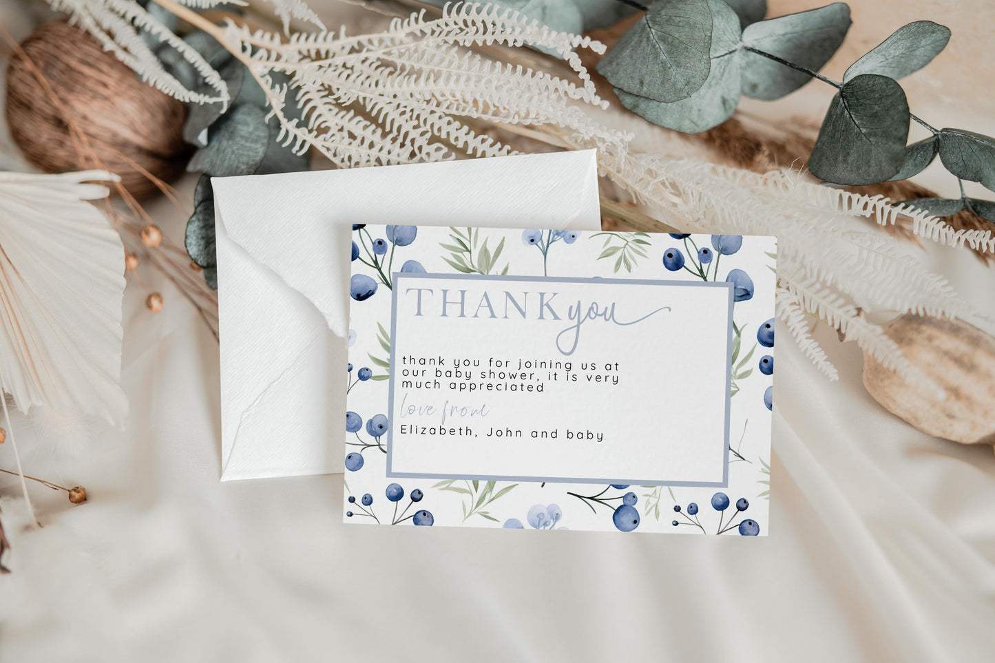 Blueberry Baby Shower Bundle, Editable Invitation, Books for Baby, Diaper Raffle & Thank You Card, Corjl Templates, Berry Sweet Theme BL21