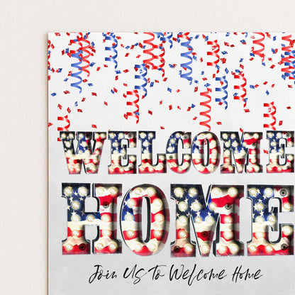 Welcome Home Party Invitation, Editable Patriotic Red White Blue Invite, Printable Template, Digital Download