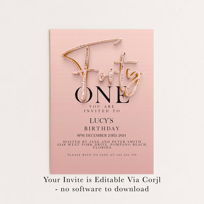 The image is a pink birthday invitation for a girl named Lucy's birthday party.