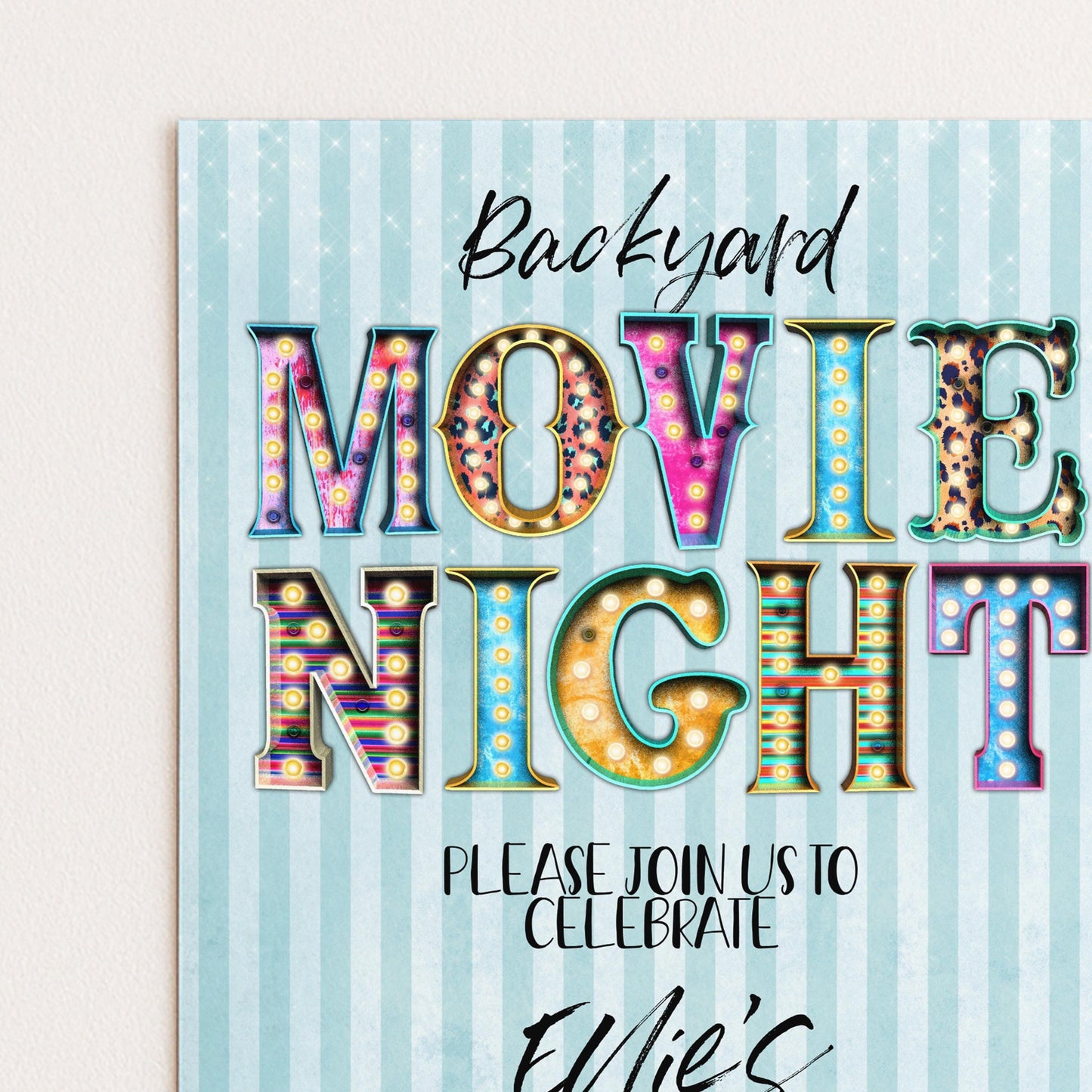 The image is a promotional poster for a backyard movie night event.