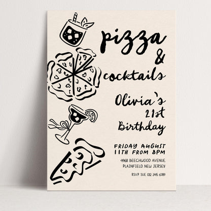 The image is a birthday invitation for a 21st birthday party.