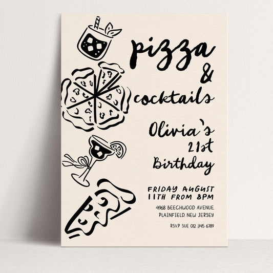 The image is a birthday invitation for a 21st birthday party.