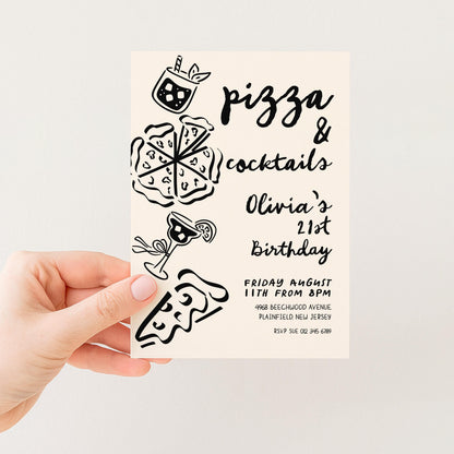 The image is a birthday invitation for a 21st birthday party.
