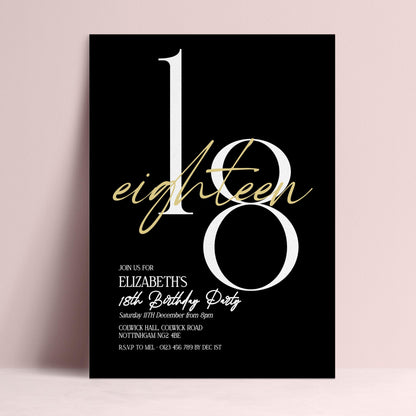 The image is a birthday party invitation for Elizabeth's 18th birthday party.