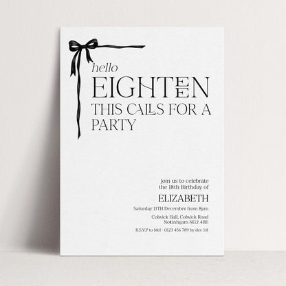 The image is a birthday invitation for Elizabeth's 18th birthday party.