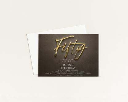 The image is a birthday invitation for John's 50th birthday.
