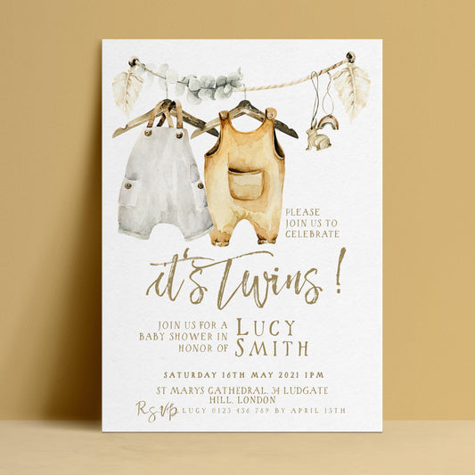The image is a baby shower invitation for two babies named Lucy Smith.