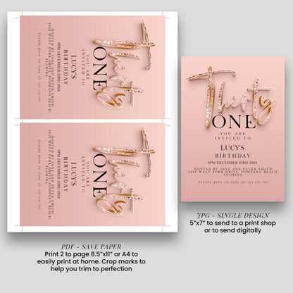 The image is a pink birthday invitation for a girl named Lucy, inviting her to a birthday party on December 29, 2021. The invitation is for a "One" theme party, and it includes details about the party location, time, and RSVP instructions.