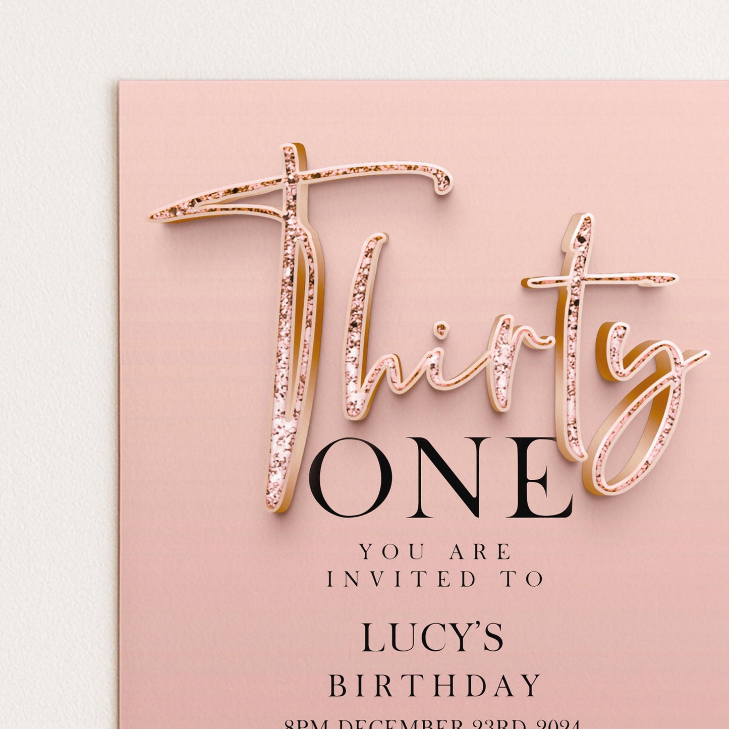 The image is a birthday invitation for a girl named Lucy, which is for her 30th birthday.
