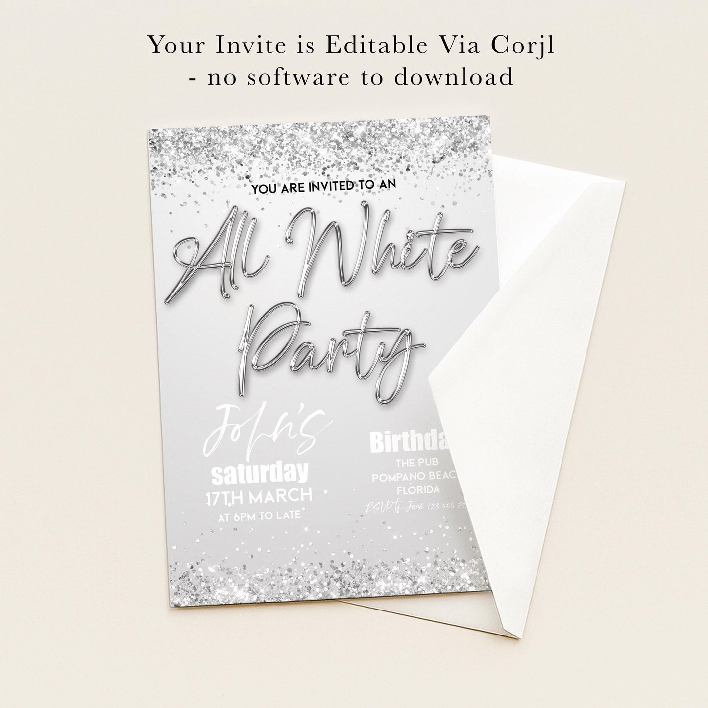 The image is a birthday party invitation for John's birthday party.
