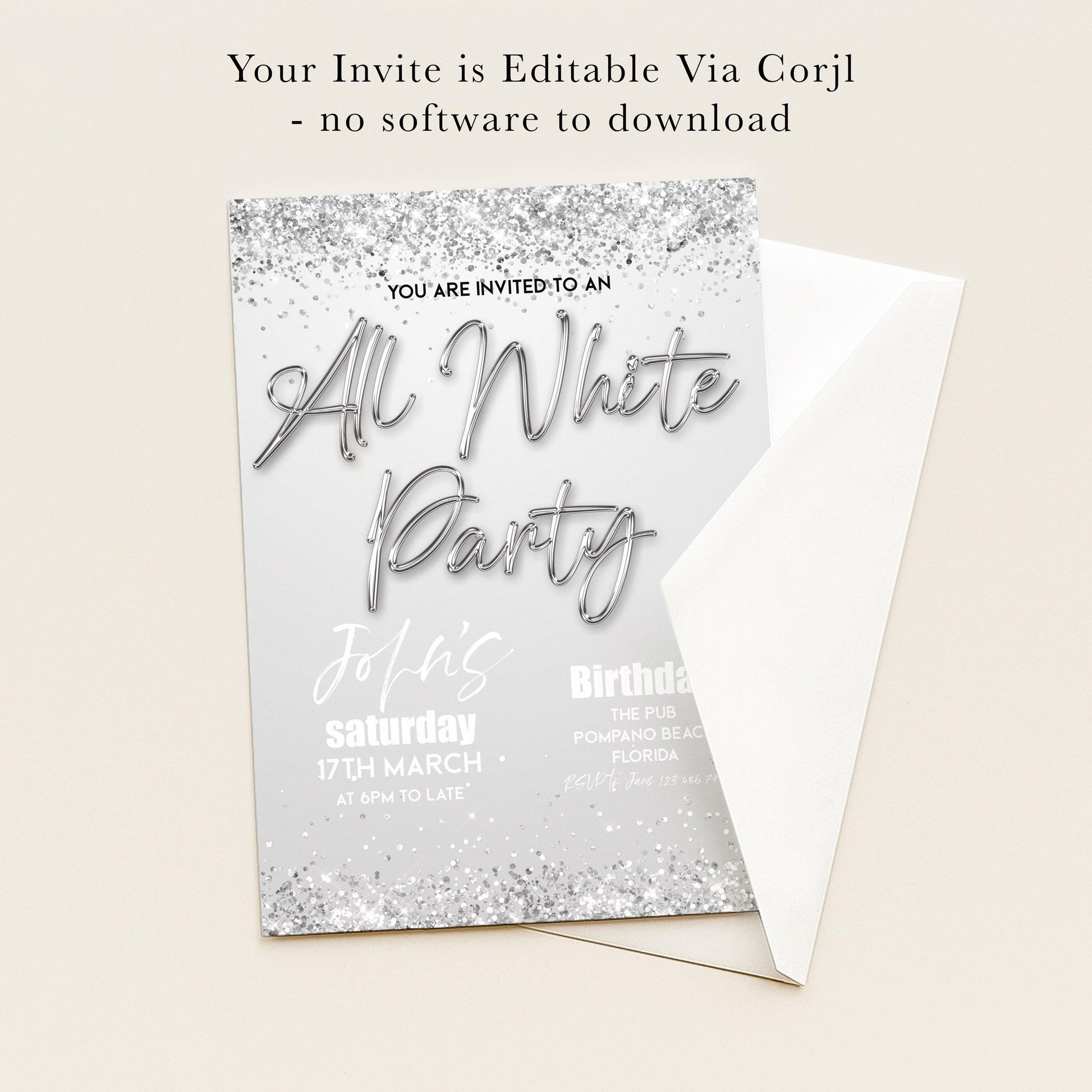 The image is a birthday party invitation for John's birthday party.