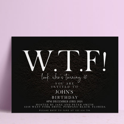The image is a birthday invitation for John's 40th birthday party.