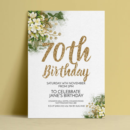 The image is a birthday invitation for Jane's 70th birthday celebration.
