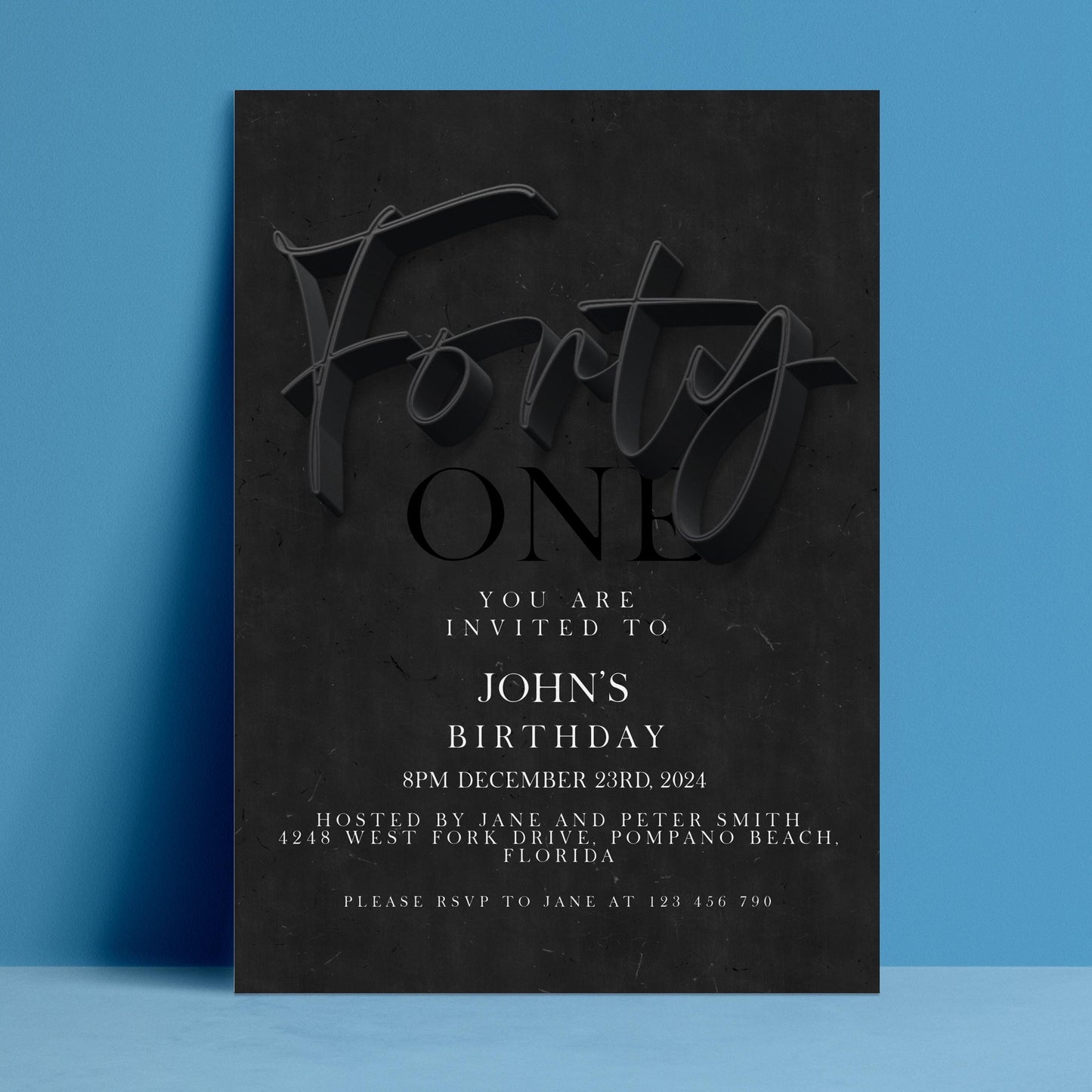 The image is a birthday invitation for John's 40th birthday.