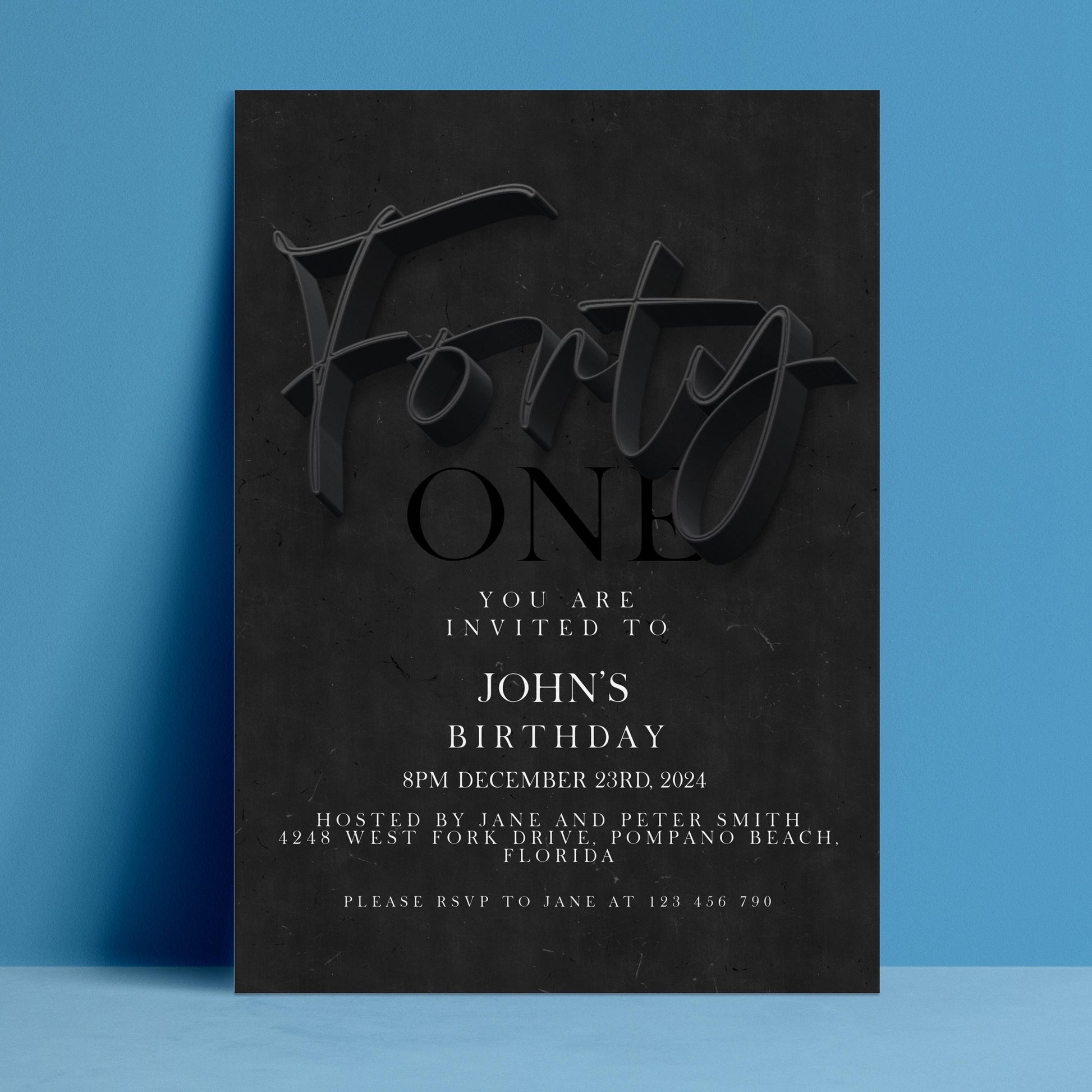 The image is a birthday invitation for John's 40th birthday.