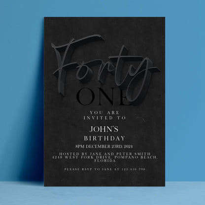 The image is a birthday invitation for John's 40th birthday.