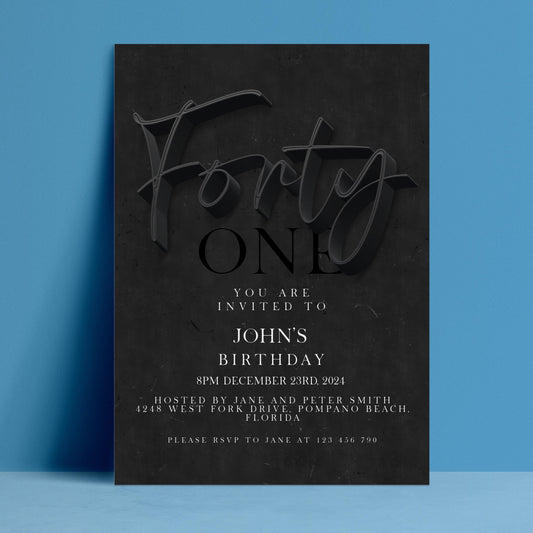 The image is a birthday invitation for John's 40th birthday.