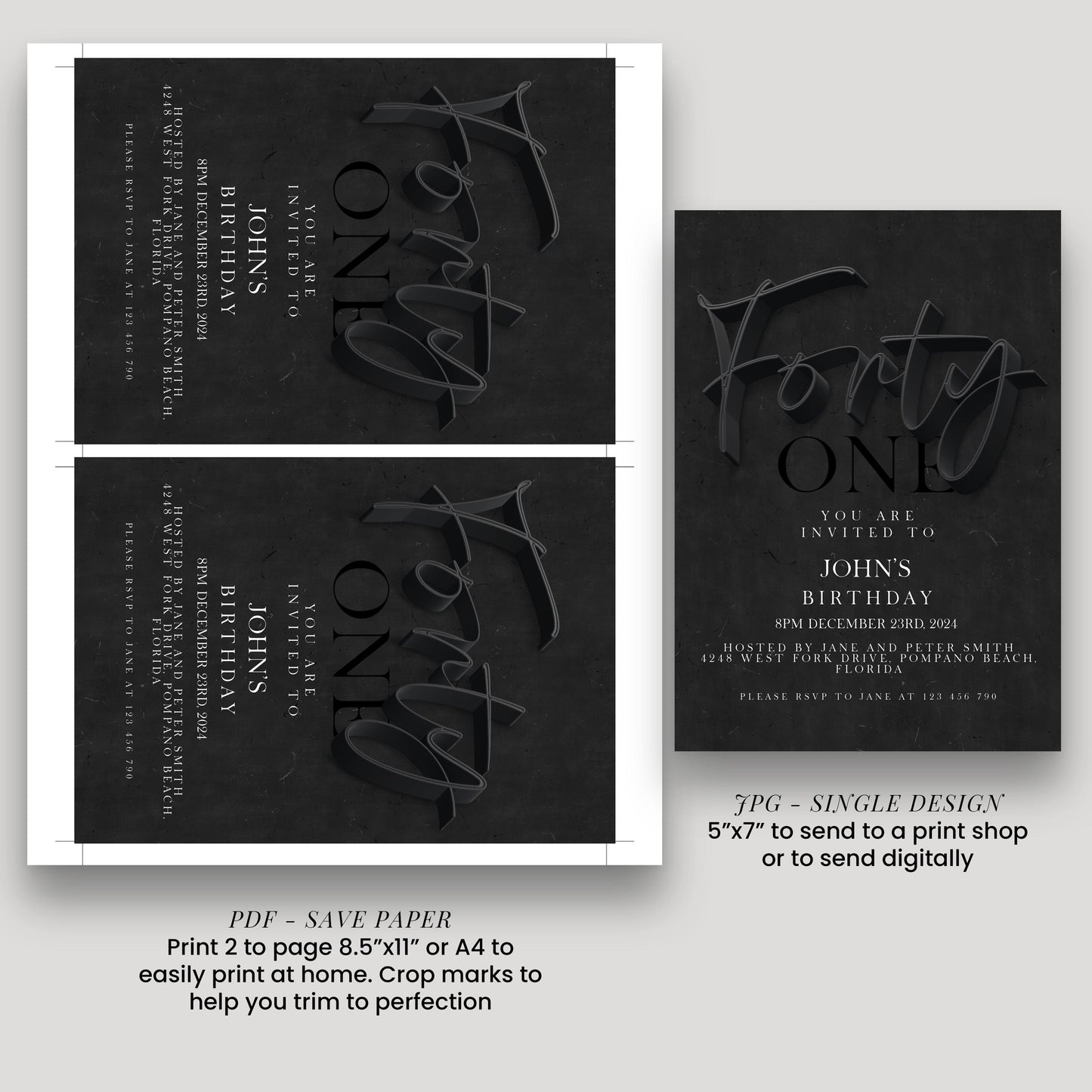 The image is a birthday invitation for John's birthday party.