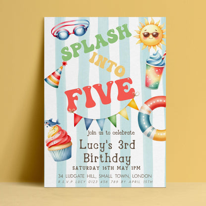 The image is a birthday party invitation for a child's third birthday celebration.