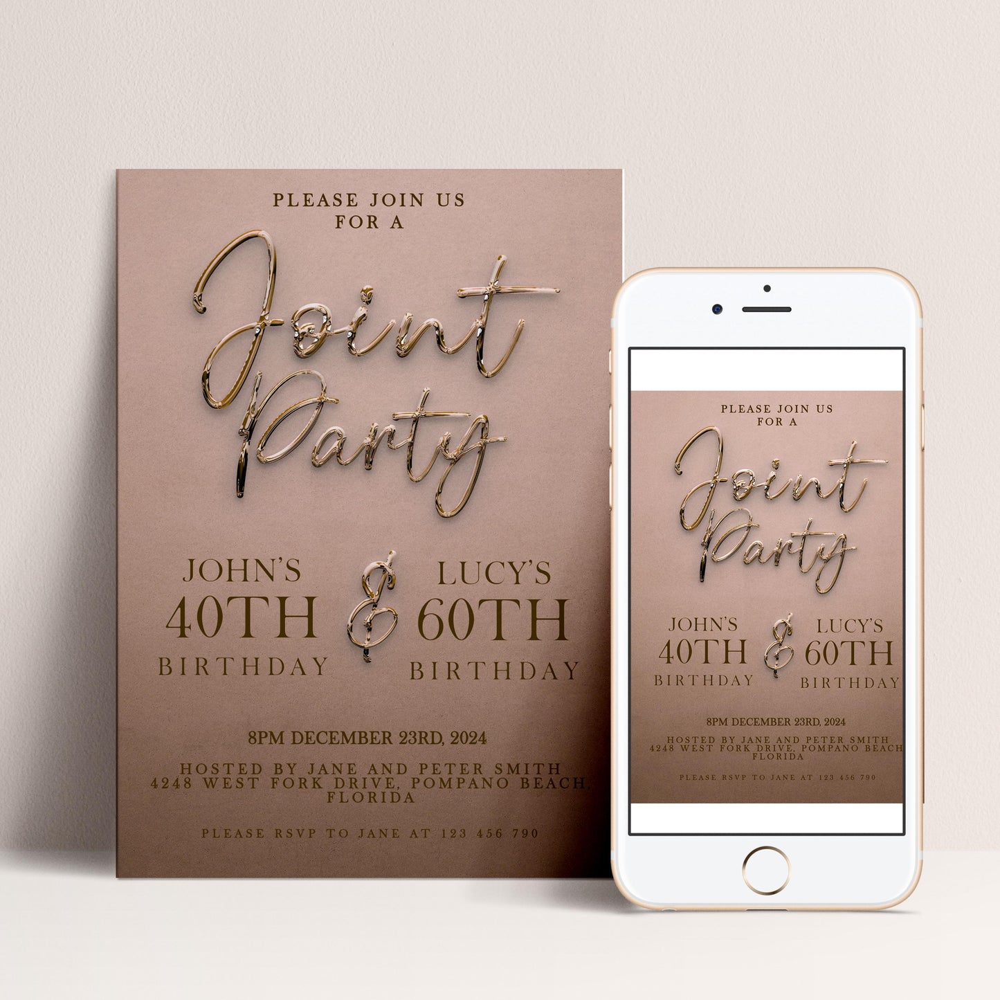 a joint birthday party invitation for John and Lucy, with details about the event and the date.