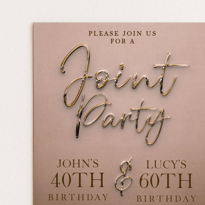 The image is a birthday party invitation for John and Lucy, with details about the joint birthday party.