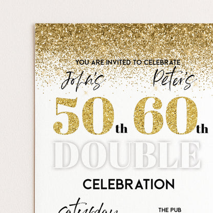 The image is a 50th birthday party invitation for John's Peter's celebration.