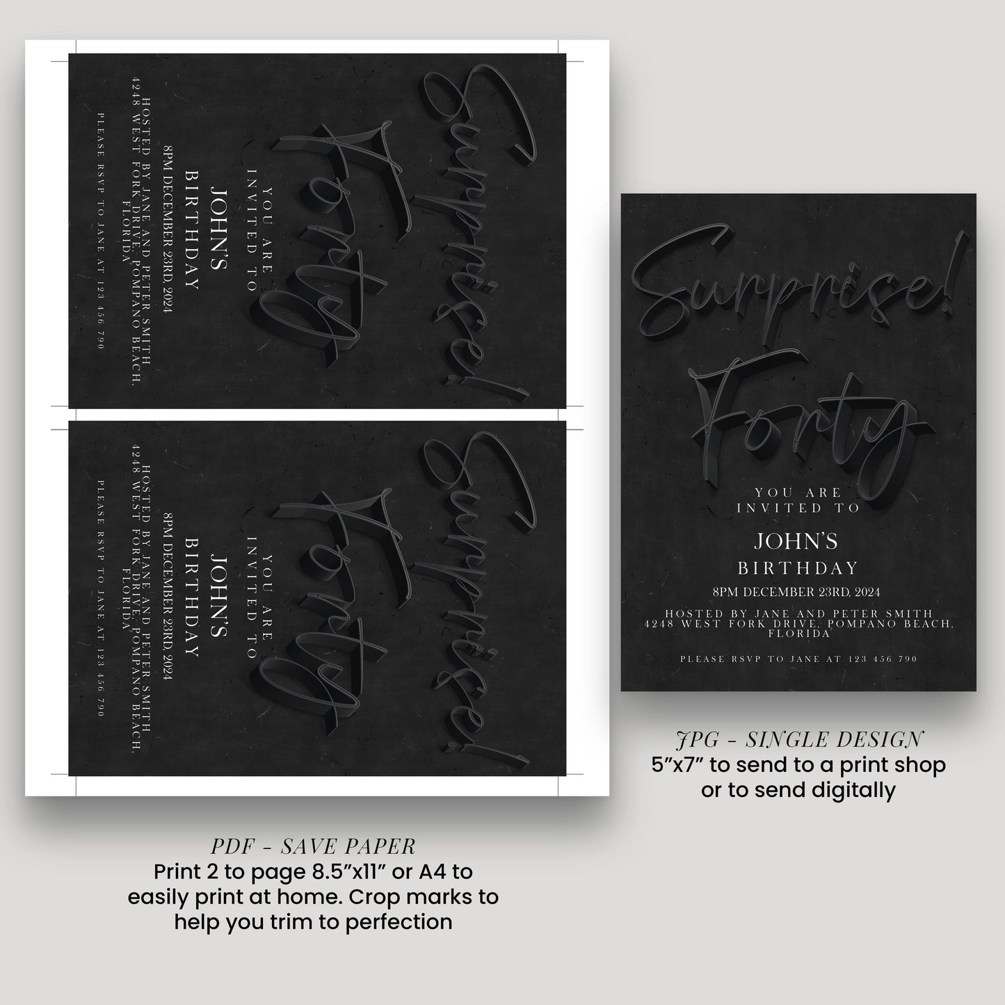 The image is a birthday invitation for John's birthday party.