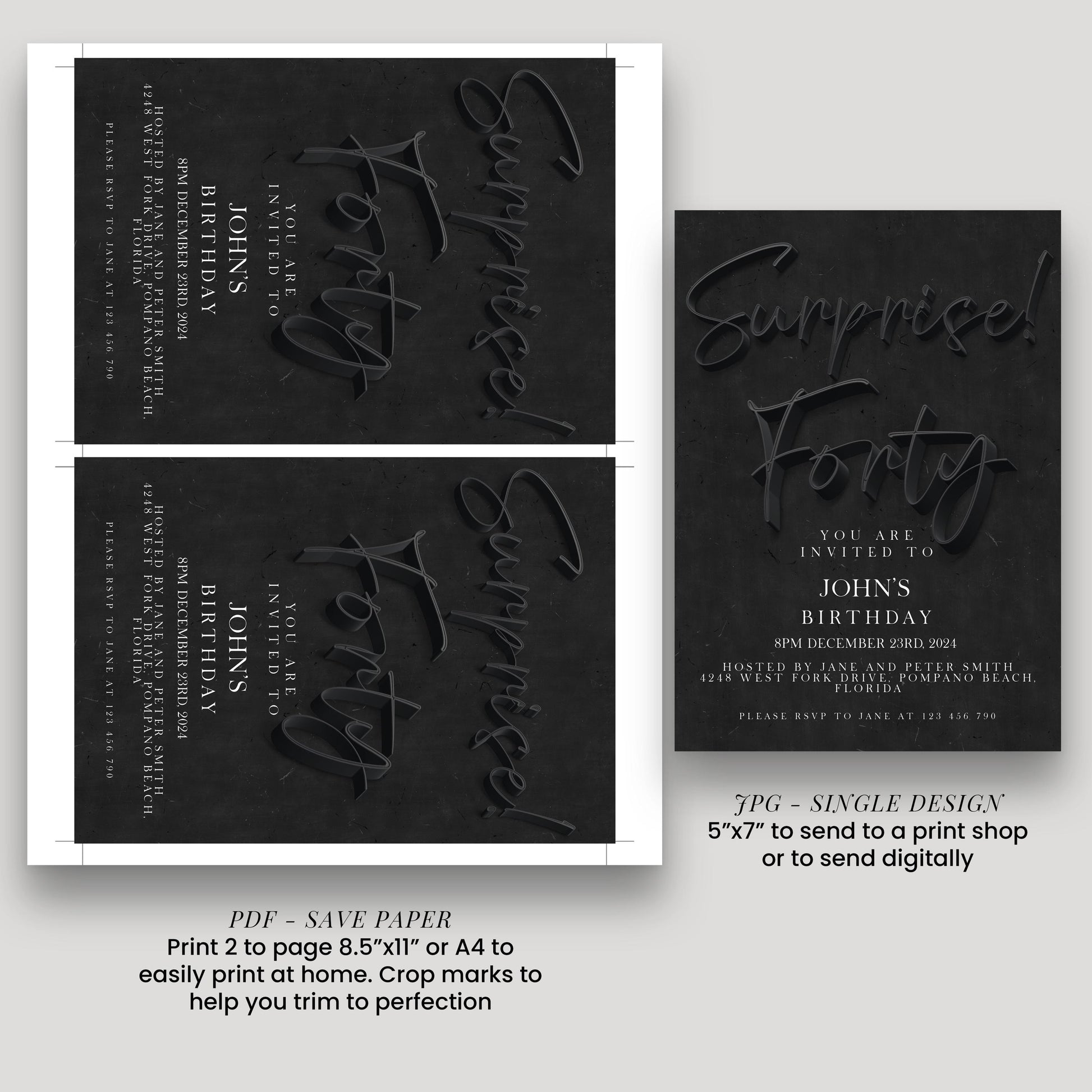The image is a birthday invitation for John's birthday party.