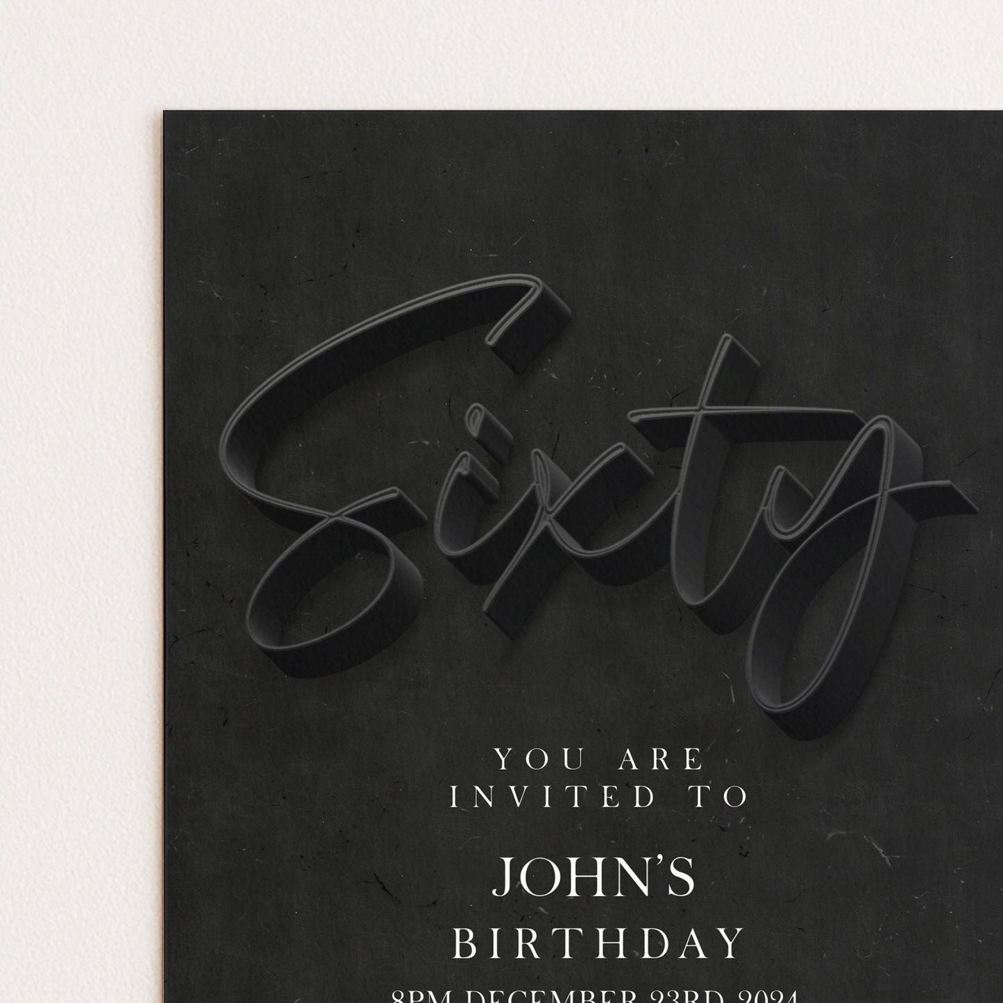 The image is a birthday invitation for John's 60th birthday.