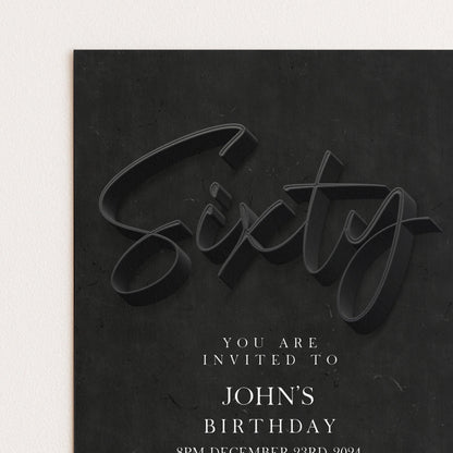 The image is a birthday invitation for John's 60th birthday.