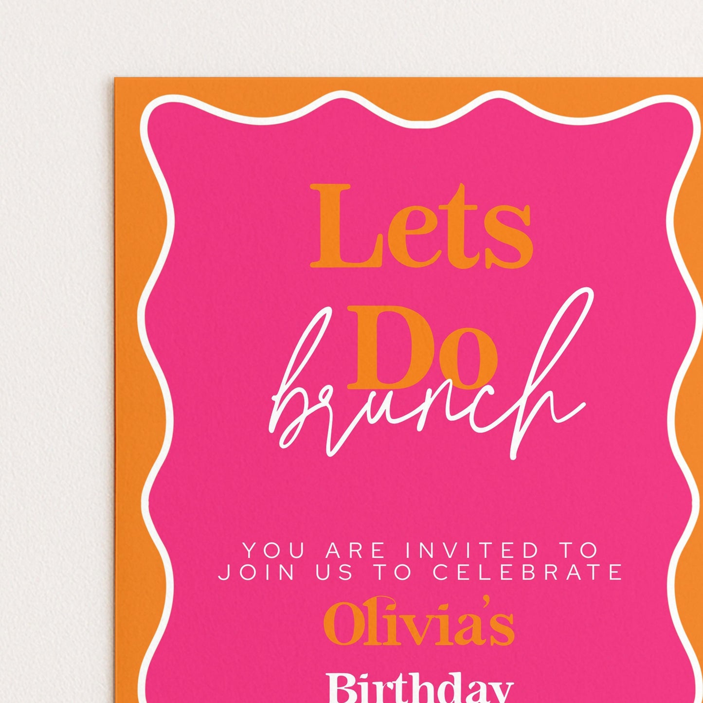 The image is a birthday invitation card for a child named Olivia.