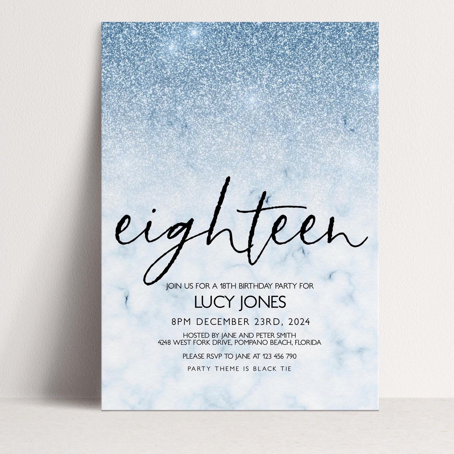 The image is a birthday party invitation for a 16th birthday party for Lucy Jones.