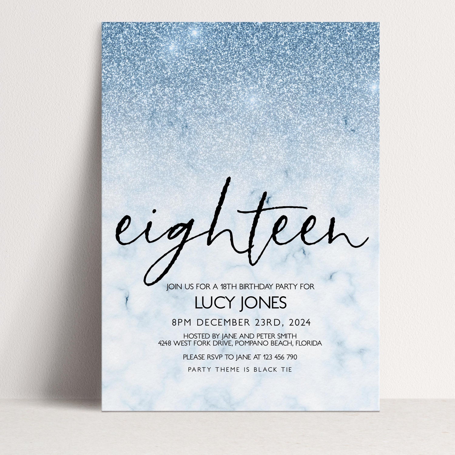 The image is a birthday party invitation for a 16th birthday party for Lucy Jones.