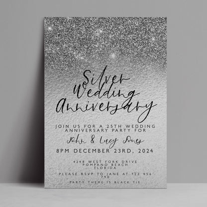 Silver Wedding Anniversary Invitation