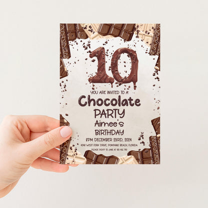 The image is a birthday party invitation for a 10-year-old girl.