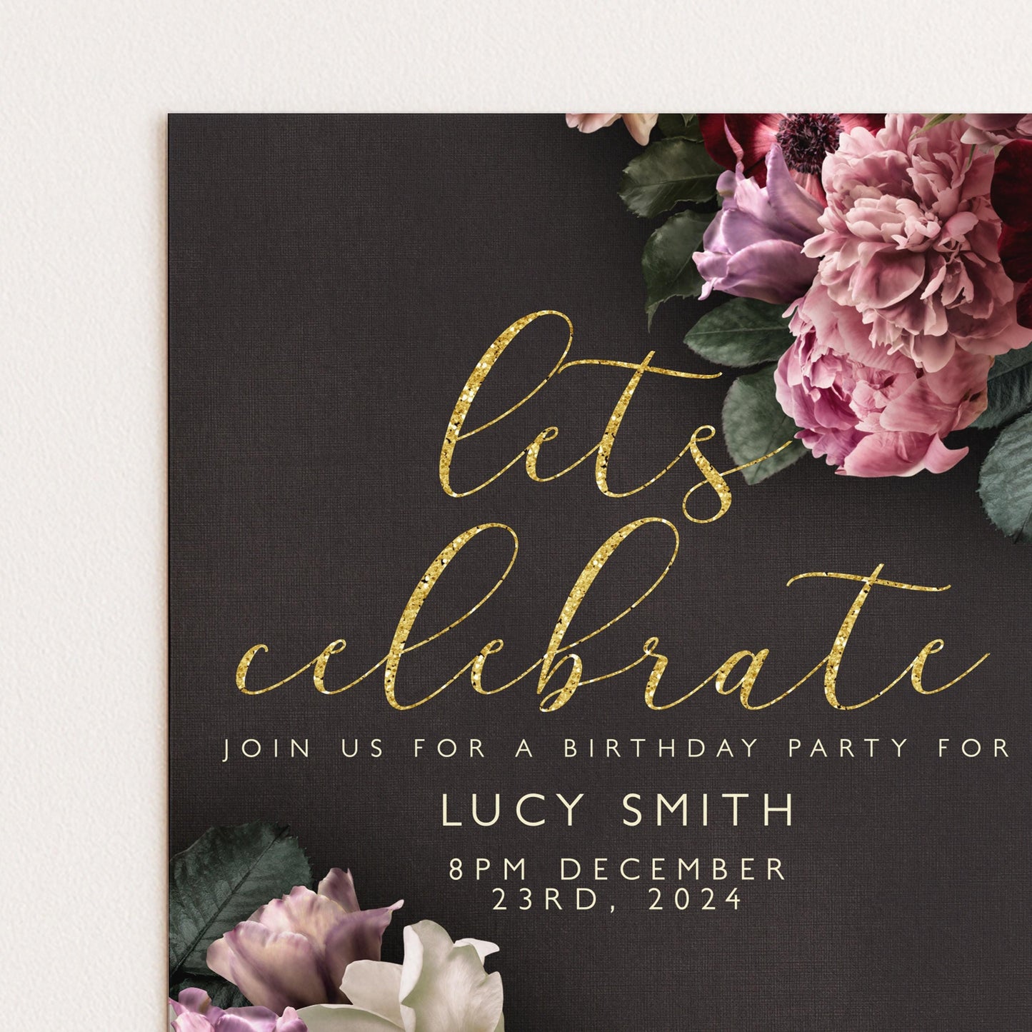 The image is a birthday party invitation for Lucy Smith's birthday party.