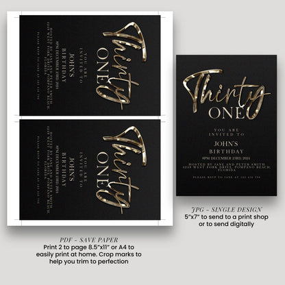 a birthday invitation for John's 30th birthday, with details about the event and instructions for printing and sending the invitation.