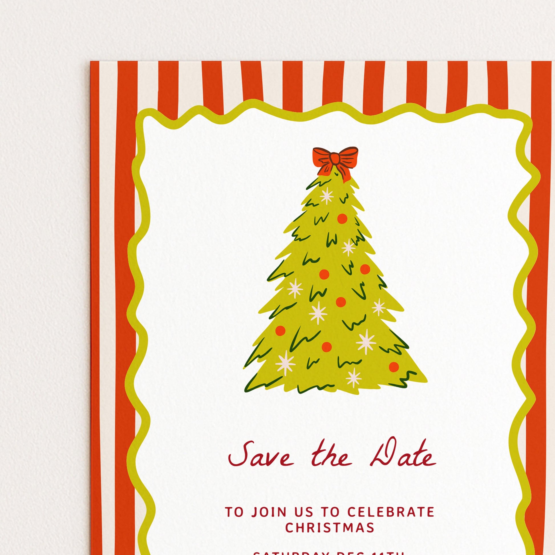 Christmas Save the Date, Christmas Party Invitation, Holiday Party Invite, Editable Christmas Invite, Corjl Template