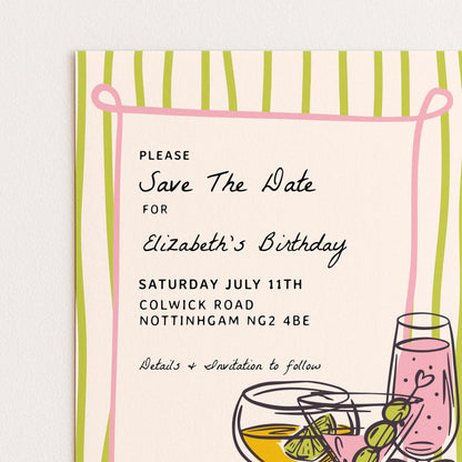 Birthday Save the Date Invitation, Cocktail Party Save the Date, Adult Birthday Party Invite, Editable Corjl Template