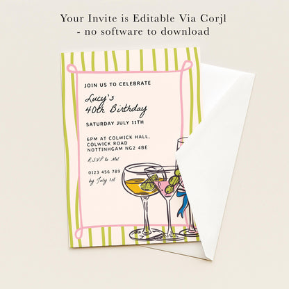The image is a birthday invitation for Lucy's 40th birthday party.