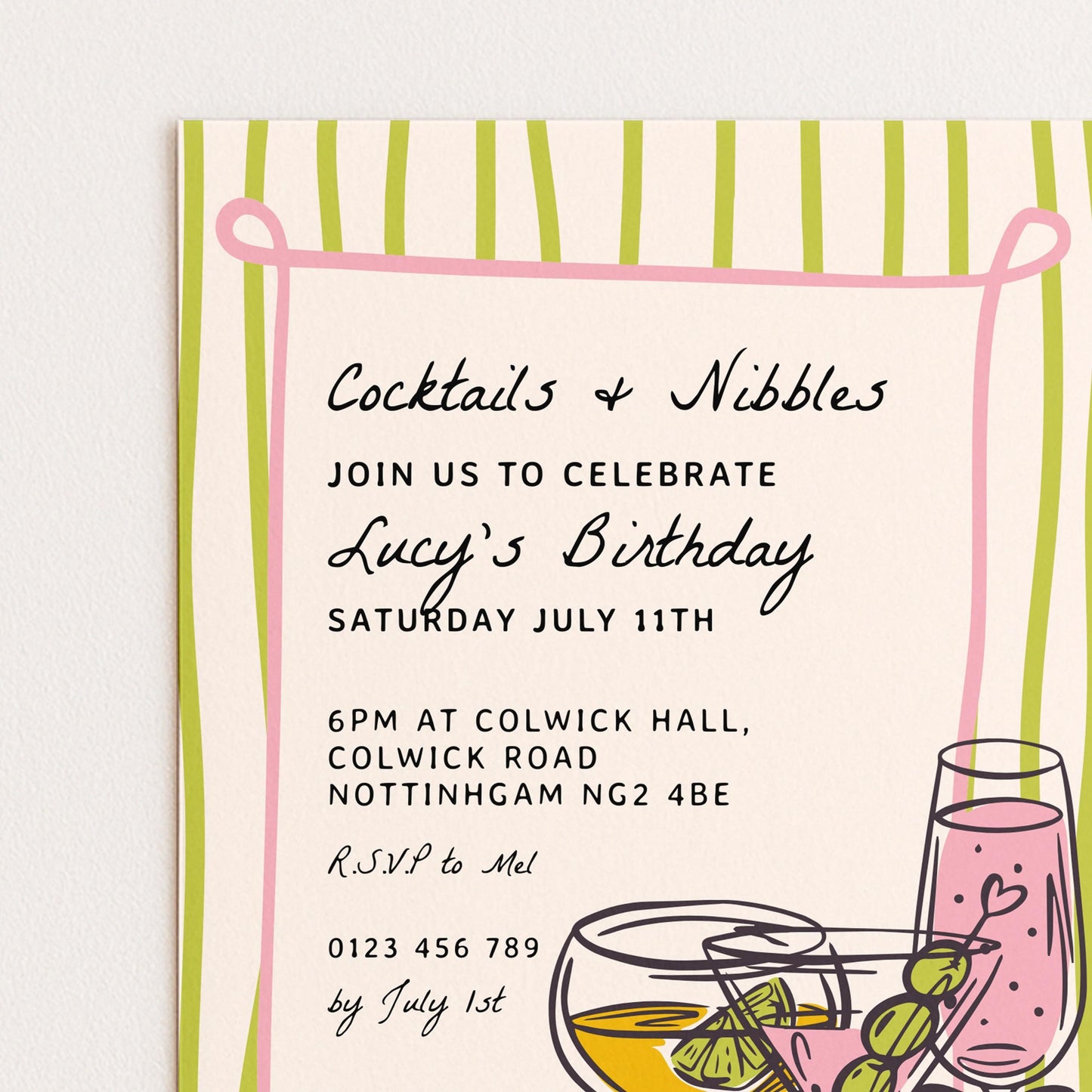 Cocktails and Nibbles invite you to celebrate Lucy's Birthday on Saturday, July 11th at 6PM at Colwick Hall, Colwick Road, Nottingham NG2 4BE. RSVP to Mel by July 1st.