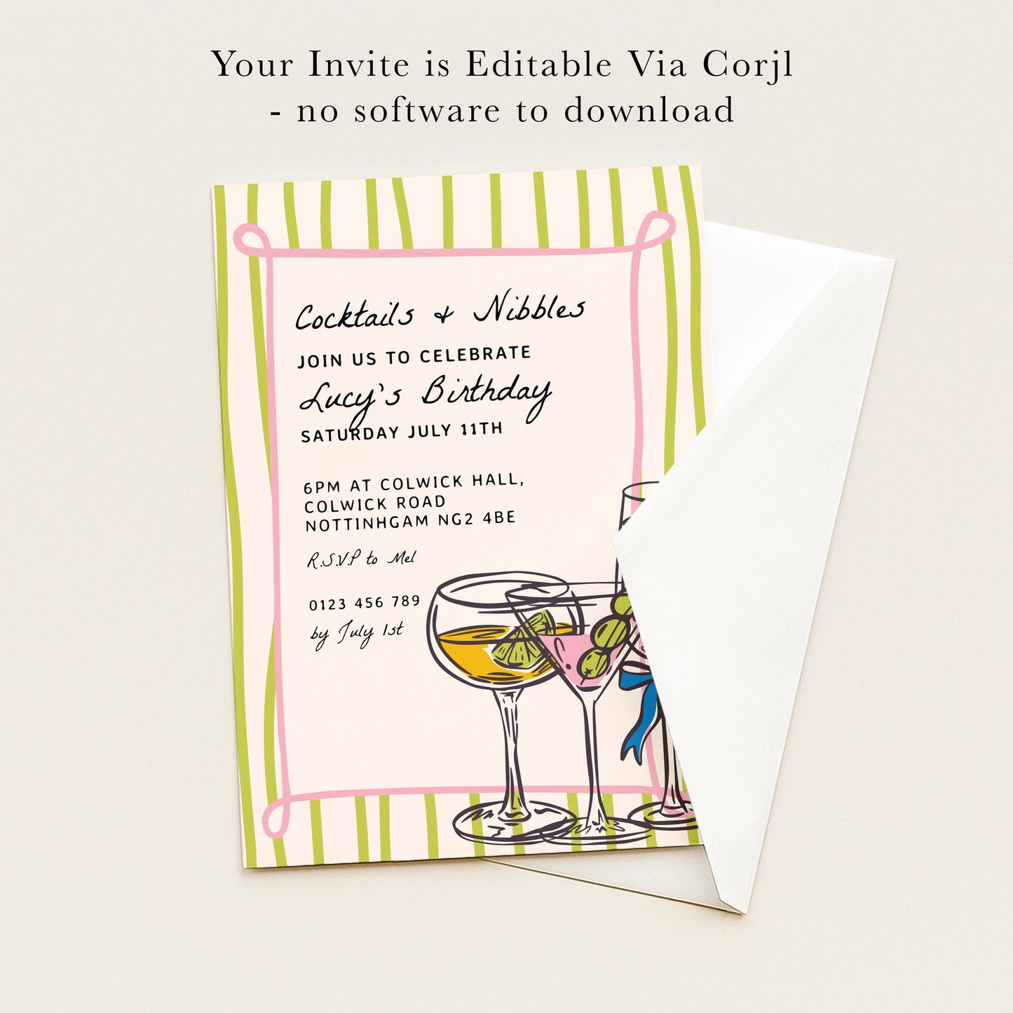 The image is a birthday party invitation for Lucy's birthday party.